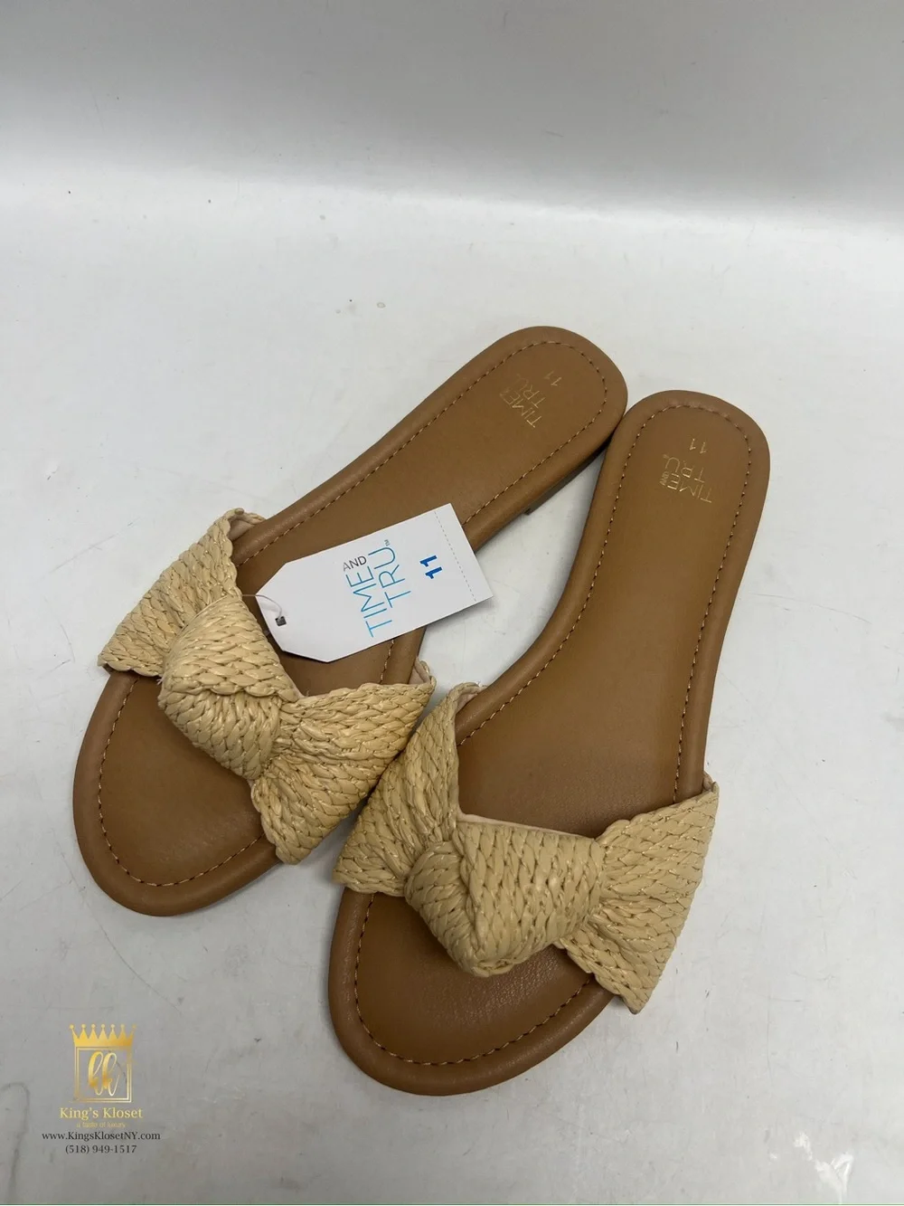 Time and Tru  Knot Slide Sandals in Tan